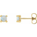 saveongems Jewelry 4mm / 14K Yellow 14K Natural White Opal Earrings