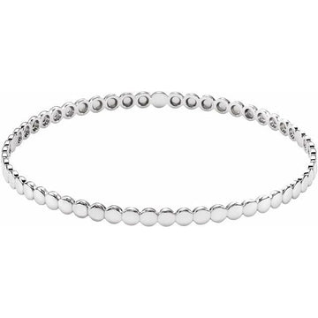saveongems Jewelry 7 3/4 Inch / Sterling Silver Beaded Bangle Bracelet 7 3/4"