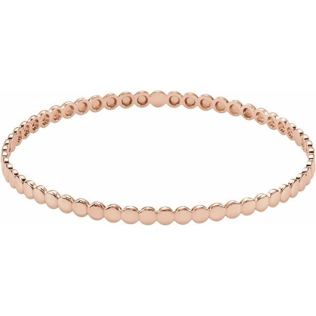 saveongems Jewelry 7 3/4 Inch / 14K Rose Beaded Bangle Bracelet 7 3/4"