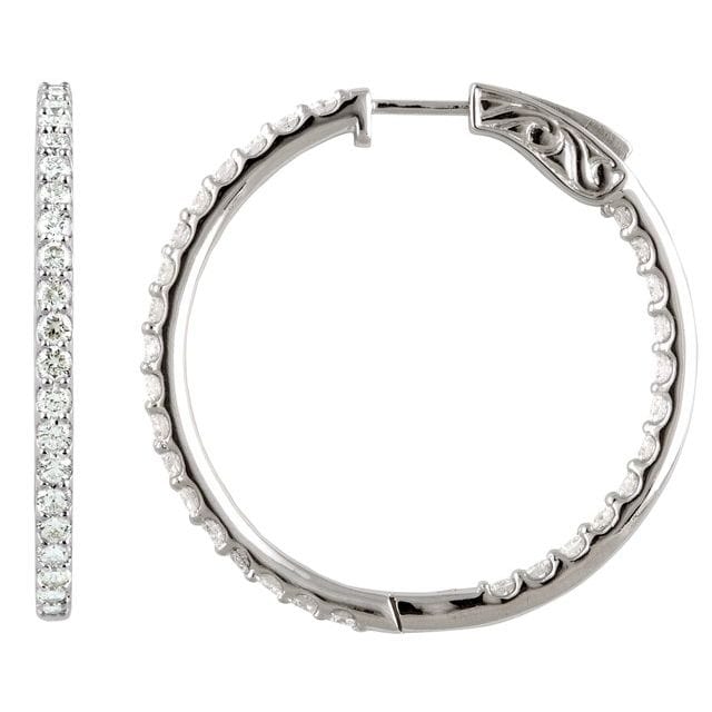 saveongems 41.5mm::5 CTW / I1 / 14K White Natural Diamond Inside-Outside Hinged Hoop Earrings 14K Natural Diamond Inside-Outside Hinged Hoop Earrings Sizes1/4-6 1/4 CTW