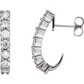 saveongems 2.4 mm:: 3/4 CTW / I1 G-H / 14K White 14K Natural Diamond J-Hoop Earrings Sizes 3/4-1 1/4 CTW