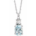 saveongems Jewelry 7 x 5mm :: 0.02 CTW / I3 H-J / 18 Inch 14K White Natural Aquamarine & .02 CT Natural Diamond 18
