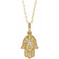 saveongems Jewelry 14K Yellow / I1 G-H 14K .03 CTW Natural Diamond Hamsa 16-18" Necklace