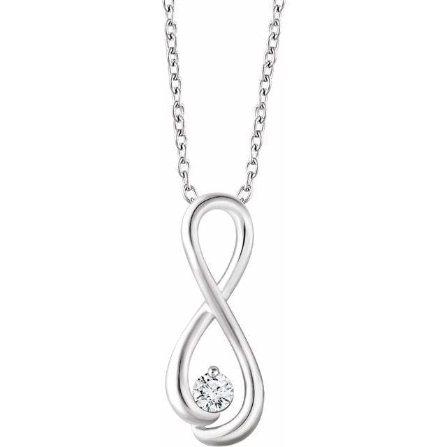 saveongems Jewelry .8mm::1/6CTW / I1 H+ / 14K White 14K 1/6 CTW Natural Diamond Infinity-Inspired 16-18" Necklace