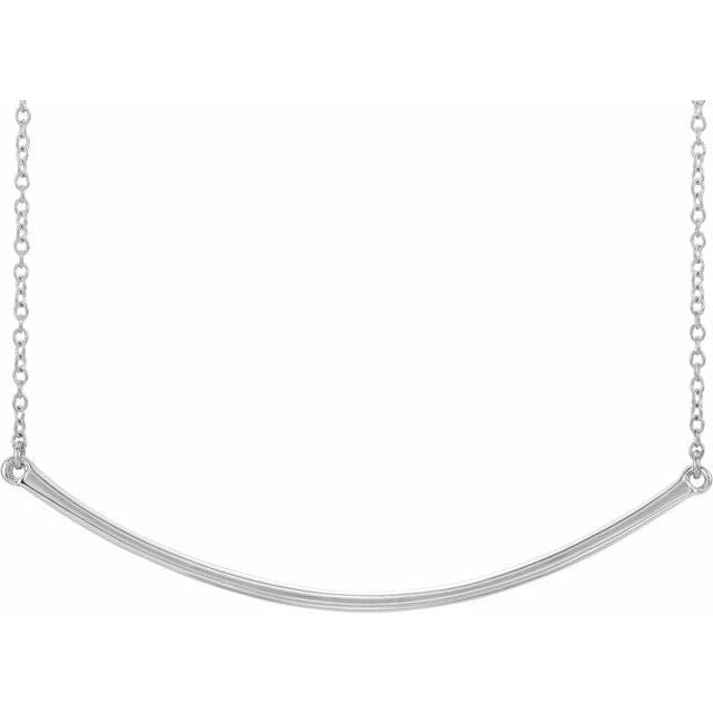 saveongems Jewelry 48.2 x 2.4 mm / 19.9 Inch / 14K White Curved Bar Necklace