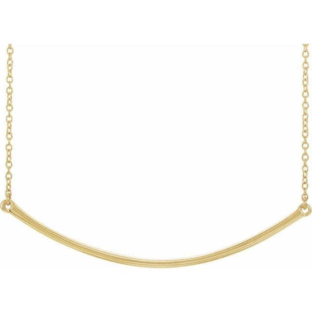 saveongems Jewelry 48.2 x 2.4 mm / 19.9 Inch / 14K Yellow Curved Bar Necklace