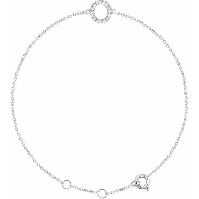 saveongems Initial O / I1 H+ / 14K White 14K Natural Diamond Initial 6-7" Bracelet