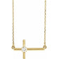 saveongems Jewelry 3mm::1/10 CTW / I1 G-H / 14K Yellow 14K Natural Diamond Sideways Cross 16-18" Necklace