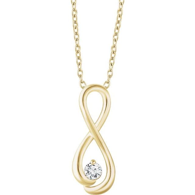 saveongems Jewelry .8mm::1/6CTW / I1 H+ / 14K Yellow 14K 1/6 CTW Natural Diamond Infinity-Inspired 16-18" Necklace