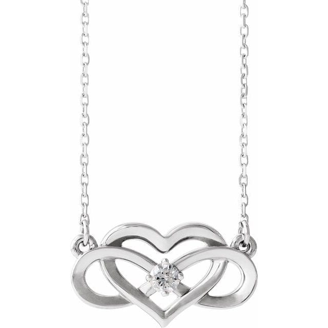 saveongems Jewelry 3mm :: 1/10 CTW / I1 G-H / 14K White 14K 1/10 CTW Natural Diamond Infinity-Inspired Heart 16-18" Necklace