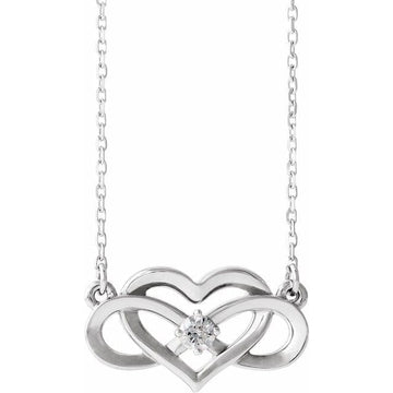 saveongems Jewelry 3mm :: 1/10 CTW / I1 G-H / 14K White 14K 1/10 CTW Natural Diamond Infinity-Inspired Heart 16-18" Necklace
