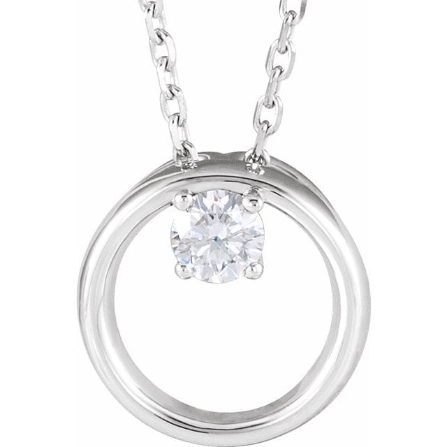 saveongems Jewelry 3mm::1/10 CTW / I1 G-H / 14K White 14K 1/10 CT Natural Diamond Circle 16-18" Necklace