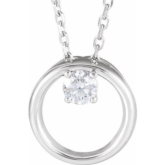saveongems Jewelry 3mm::1/10 CTW / I1 G-H / 14K White 14K 1/10 CT Natural Diamond Circle 16-18" Necklace