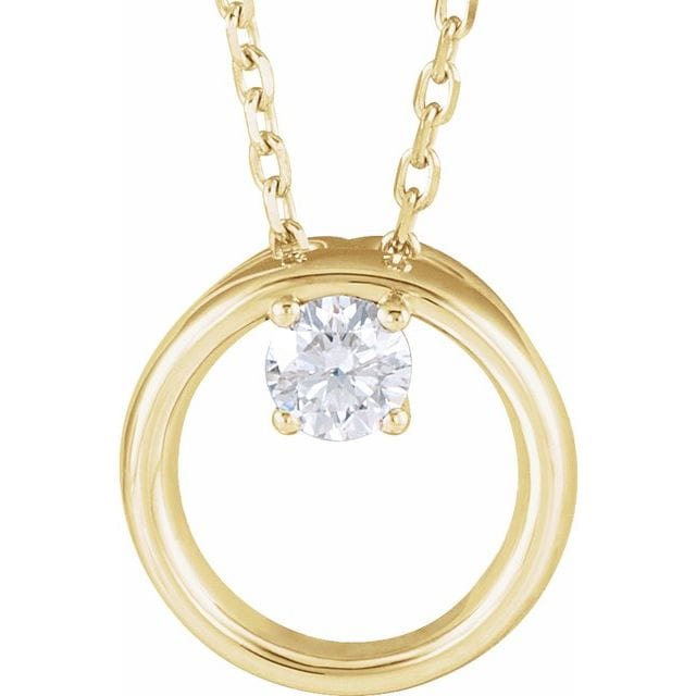 saveongems Jewelry 3mm::1/10 CTW / I1 G-H / 14K Yellow 14K 1/10 CT Natural Diamond Circle 16-18" Necklace
