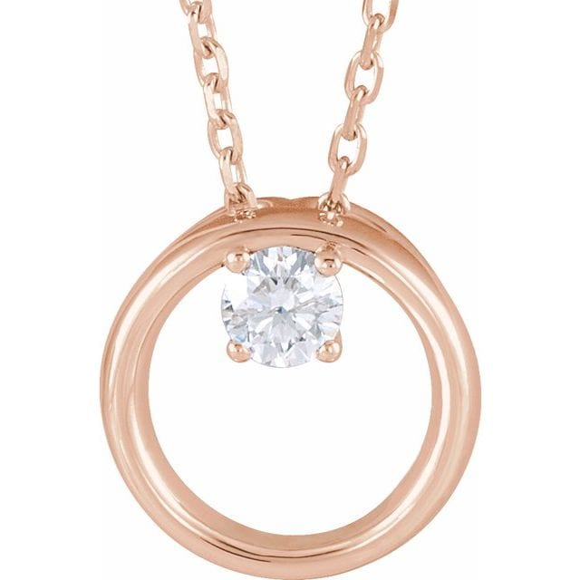 saveongems Jewelry 3mm::1/10 CTW / I1 G-H / 14K Rose 14K 1/10 CT Natural Diamond Circle 16-18" Necklace