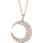 saveongems Jewelry I1 G-H / 14K Rose 14K 1/3 CTW Natural Diamond Crescent Moon 16-18" Necklace