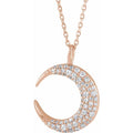 saveongems Jewelry I1 G-H / 14K Rose 14K 1/3 CTW Natural Diamond Crescent Moon 16-18