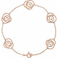 saveongems Jewelry 7 Inch / 14K Rose Floral Station Bracelet 7