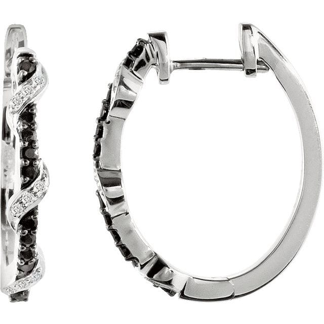 saveongems Jewelry 1/10 ctw (2.29 DWT (3.56 grams)) Black Spinel & Diamond Earrings