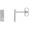 saveongems Jewelry 1.5mm::0.03 CTW / I1 G-H / 14K White 14K Natural Diamond Bar Earring