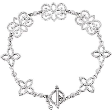 saveongems Jewelry 7 3/4 In / 14K White 14K Floral 7 3/4" Bracelet