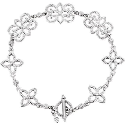 saveongems Jewelry 7 3/4 In / 14K White Floral Bracelet 7 3/4"