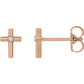 saveongems 1.1mm :: 0.01 CTW / I1 G-H / 14K Rose 14K Natural Round center Diamond Solitaire Cross Earrings