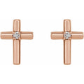 saveongems 14K Natural Round center Diamond Solitaire Cross Earrings