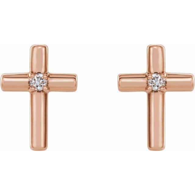 saveongems 14K Natural Round center Diamond Solitaire Cross Earrings