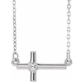 saveongems Jewelry 2mm::0.03 CTW / I1 G-H / 14K White 14K Natural Diamond Sideways Cross 16-18