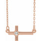 saveongems Jewelry 2mm::0.03 CTW / I1 G-H / 14K Rose 14K Natural Diamond Sideways Cross 16-18" Necklace