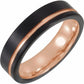 saveongems Jewelry 18K Rose Gold PVD and Black PVD / 7 TUNGSTEN GROOVED BAND 18K gold plated