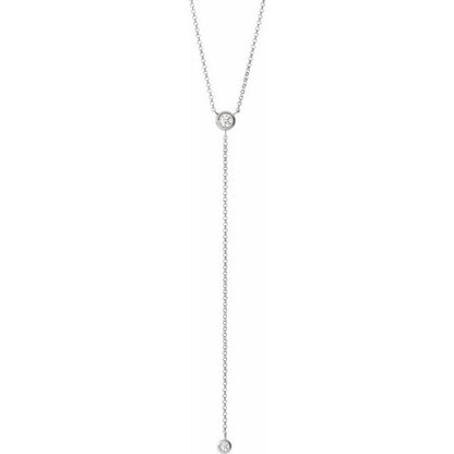 saveongems Jewelry 3.4mm::1/5 CTW / I1 G-I / 14K White 14K 1/5 CTW Natural Diamond Bar Y 15-17" Necklace