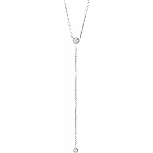 saveongems Jewelry 3.4mm::1/5 CTW / I1 G-I / 14K White 14K 1/5 CTW Natural Diamond Bar Y 15-17" Necklace