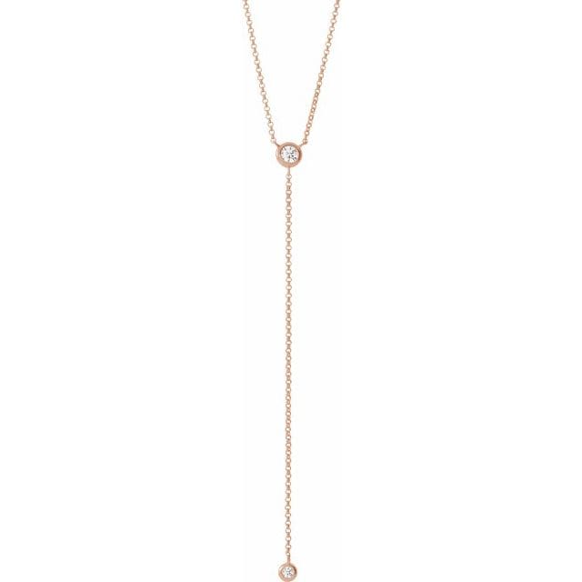 saveongems Jewelry 3.4mm::1/5 CTW / I1 G-I / 14K Rose 14K 1/5 CTW Natural Diamond Bar Y 15-17" Necklace