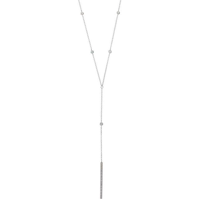 saveongems Jewelry 1.96 DWT (3.05 grams)::1/3 CTW / I1 G-I / 14K White 14K 1/3 CTW Natural Diamond Bar Y 15-17" Necklace