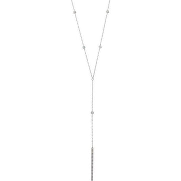 saveongems Jewelry 1.96 DWT (3.05 grams)::1/3 CTW / I1 G-I / 14K White 14K 1/3 CTW Natural Diamond Bar Y 15-17" Necklace