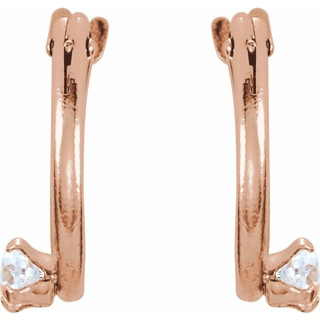 saveongems Jewelry 14K 2.5 mm Round Cubic Zirconia Youth Hinged Hoop Earrings