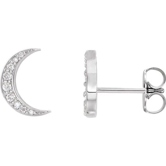 saveongems Jewelry 9.6x6.4 mm::1/10 CTW / I1 G-H / 14K White 14K 1/10 CTW Natural Diamond Crescent Moon Earrings