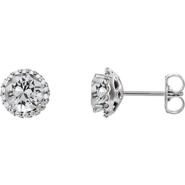 saveongems 3 mm:: 1/3 CTW / I1 G-H / 14K White 14K Natural Round 4- Prong Halo-Style Diamond Earrings