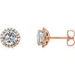 saveongems 3 mm:: 1/3 CTW / I1 G-H / 14K Rose 14K Natural Round 4- Prong Halo-Style Diamond Earrings