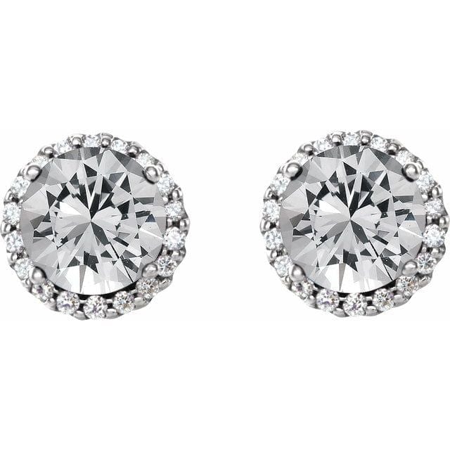 saveongems 14K Natural Round 4- Prong Halo-Style Diamond Earrings
