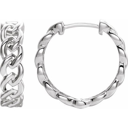 saveongems Jewelry 19.6 x 5.2mm / 14K White Chain Link Hoop Earrings