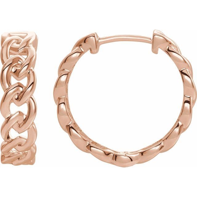 saveongems Jewelry 19.6 x 5.2mm / 14K Rose Chain Link Hoop Earrings
