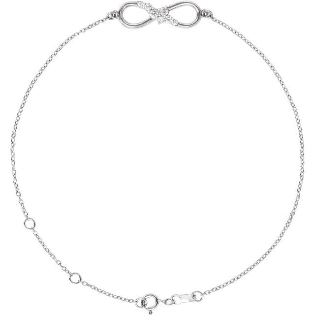 saveongems Jewelry 1.3mm::1/8CTW / I1 G-H / 14K White 14K 1/8 CTW Natural Diamond Infinity 6 1/2-7 1/2" Bracelet