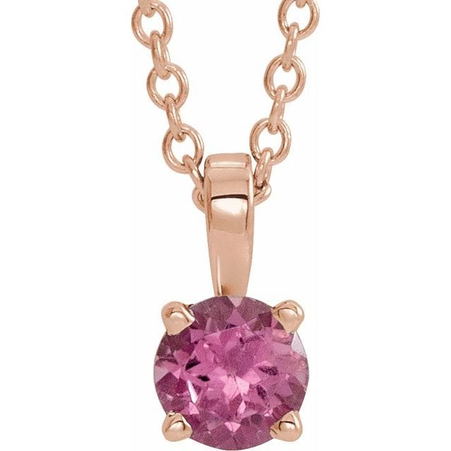 saveongems Jewelry 3mm / 16-18 Inch / 14K Rose 14K Natural Pink Tourmaline 16-18" Necklace