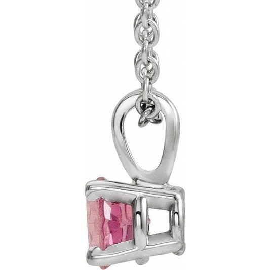 saveongems Jewelry 14K Natural Pink Tourmaline 16-18" Necklace
