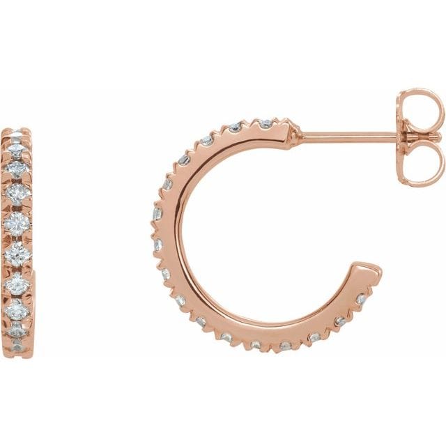 saveongems 15 mm: 5/8 CTW / SI1-SI2 (G-H) / 14K Rose Gold Lab-Grown Diamond French-Set Huggie Earrings