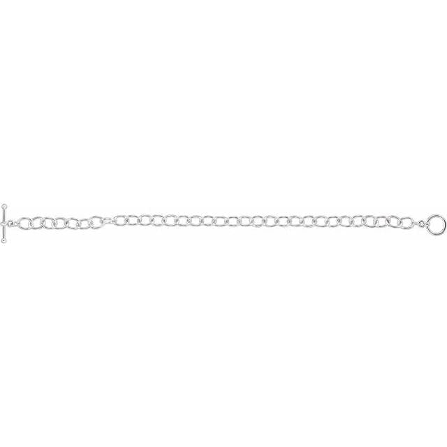 saveongems Jewelry Sterling Silver Charm Cable Bracelet (Tiffany Style)