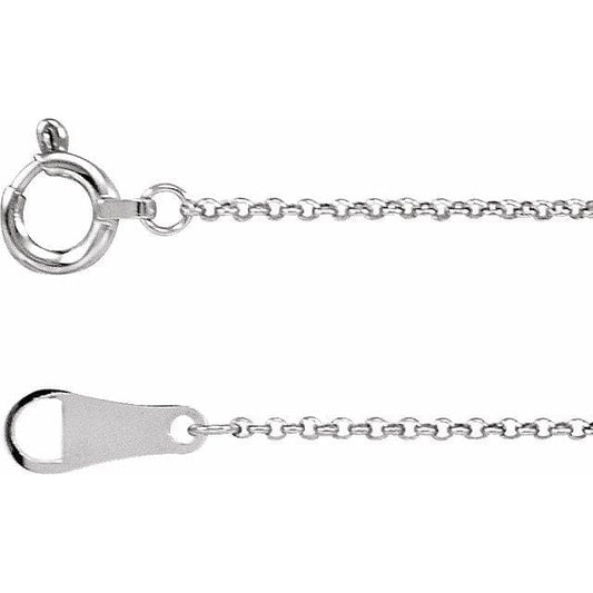 saveongems Jewelry 1mm / 16 Inch / 10K White Rolo Chain Necklace 10K gold